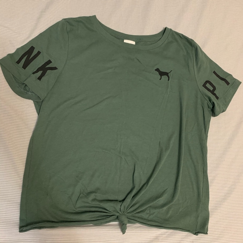 dark green PINK shirt